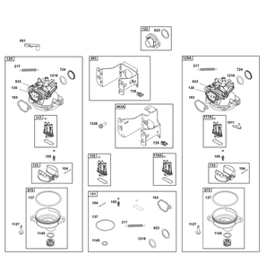 Carburetor Group Diagram and Parts List for 125P42-0031-H5  Briggs and Stratton Engine